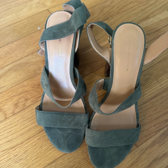 Tommy Hilfiger Olive Strappy Heels - Picture 1 of 5